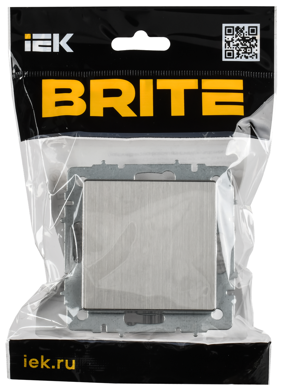 BRITE Выключатель 1-клавишный самовозвратный 10А ВС10-1-4-БрГН металл хром/никель IEK