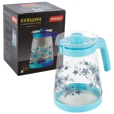 Кувшин PENTOLA-2500, объем: 2,5 л, из жаропрочного стекла, с пластик ручкой, синий