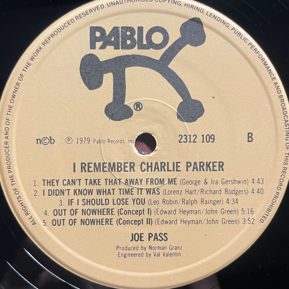 Joe Pass ‎– I Remember Charlie Parker (Скандинавия 1979г.)