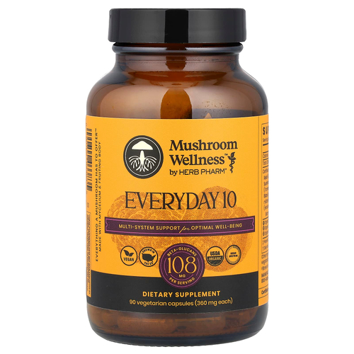 Herb Pharm, Mushroom Wellness ™, 10 шт. На каждый день, 90 вегетарианских капсул