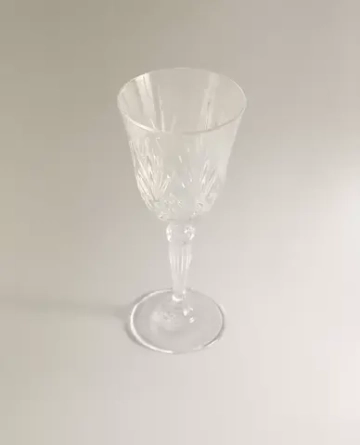 ZARA HOME БОКАЛ ИЗ ХРУСТАЛЬНОГО СТЕКЛА С ГРАВИРОВКОЙ ДЛЯ ВИНА, ПРОЗРАЧНЫЙ