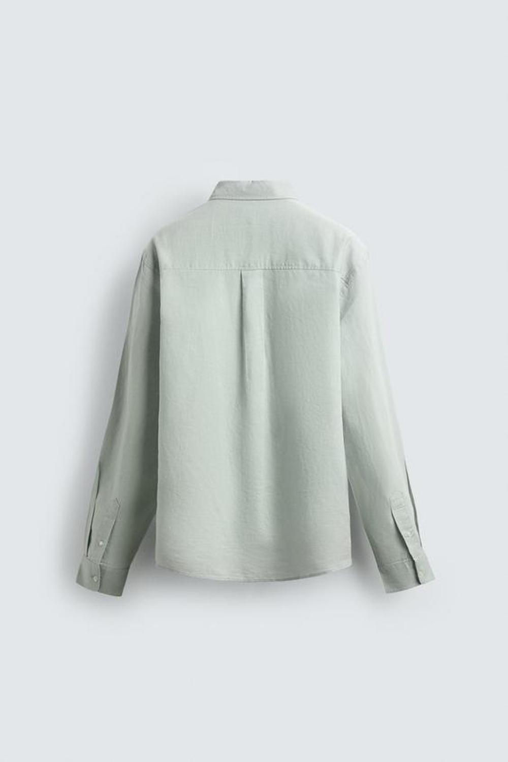 ZARА РУБАШКА REGULAR FIT ИЗ ЛЬНА И ХЛОПКА, ВОДЯНИСТО-ЗЕЛЕНЫЙ