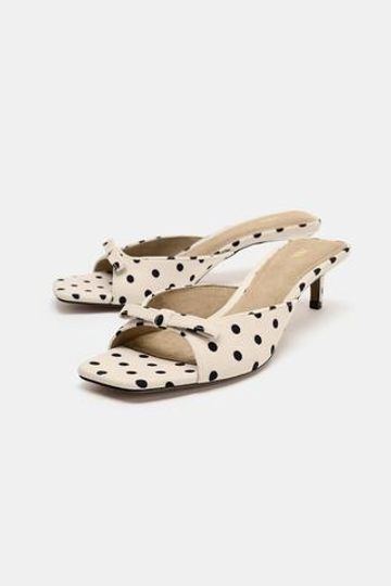 ZARA МЮЛИ С БАНТОМ И ПРИНТОМ В ГОРОШЕК, РАЗНОЦВЕТНЫЙ