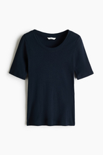 Футболка из хлопка пима с глубоким вырезом - H&M
