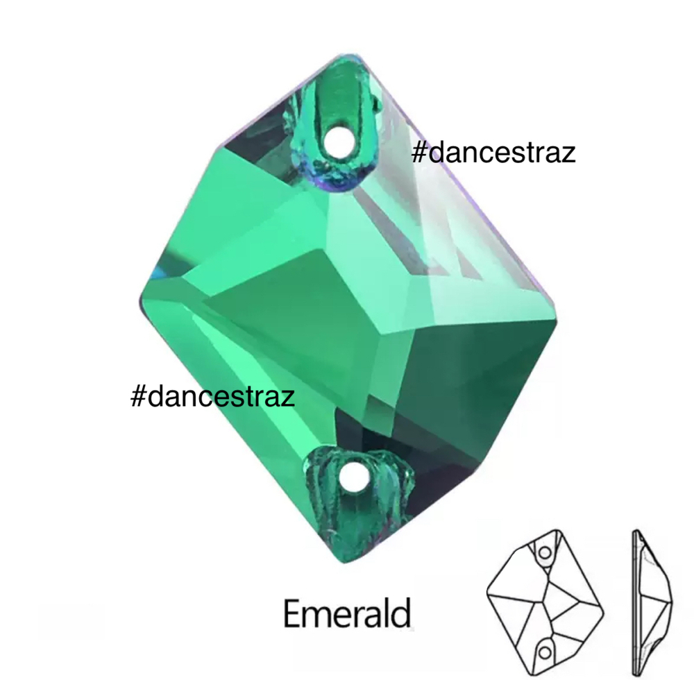Стразы пришивные, Cosmic, Emerald, 205, 13*17mm, (96 ea/pkg), 5A+, (F2)