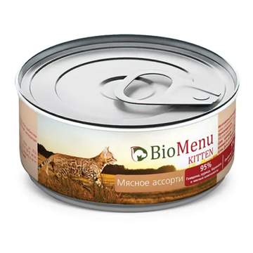 BioMenu Kitten влажный корм для котят паштет Мясное ассорти, в консервах - 100 г