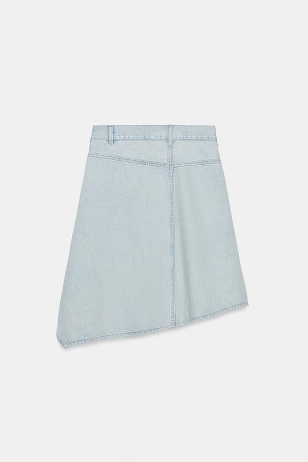 ZARA АСИММЕТРИЧНАЯ ДЖИНСОВАЯ ЮБКА МИДИ TRF, ГОЛУБОЙ