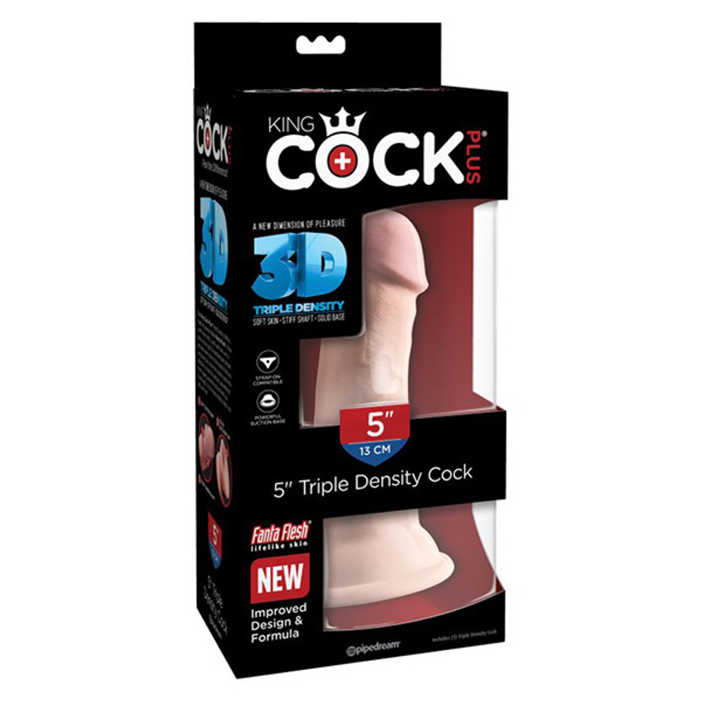 Телесный фаллоимитатор-реалистик 15,2см на присоске PipeDream King Cock Plus 5 Triple Density Dildo Cock Flesh 5725-21
