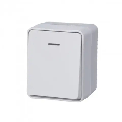 ATLASDESIGN PROFI IP54 О/У 1-клавишный ВЫКЛЮЧАТЕЛЬ с подсветкой, сх.1а, 10АХ, БЕЛЫЙ