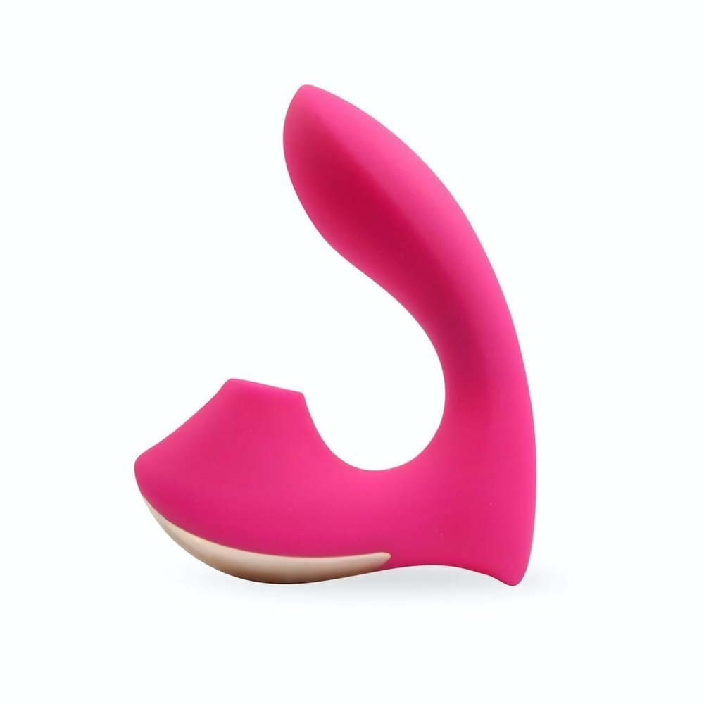 Розовый L-образный вибромассажёр с вакуумной стимуляцией 3,5’’ Silicone Billow Suction Lover (Цвет: розовый)