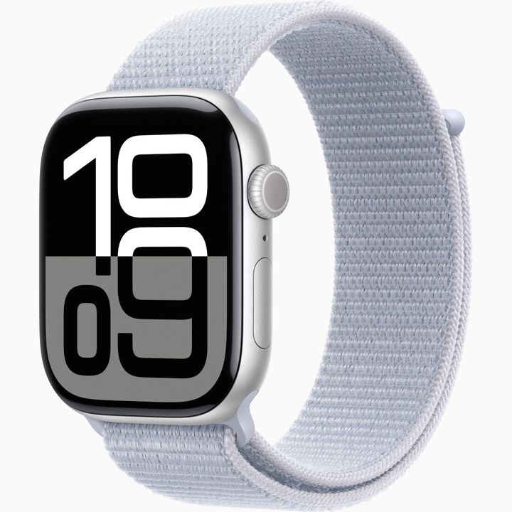 Умные часы Apple Watch Series 10 46мм Silver Aluminium Case с Blue Cloud Sport Loop