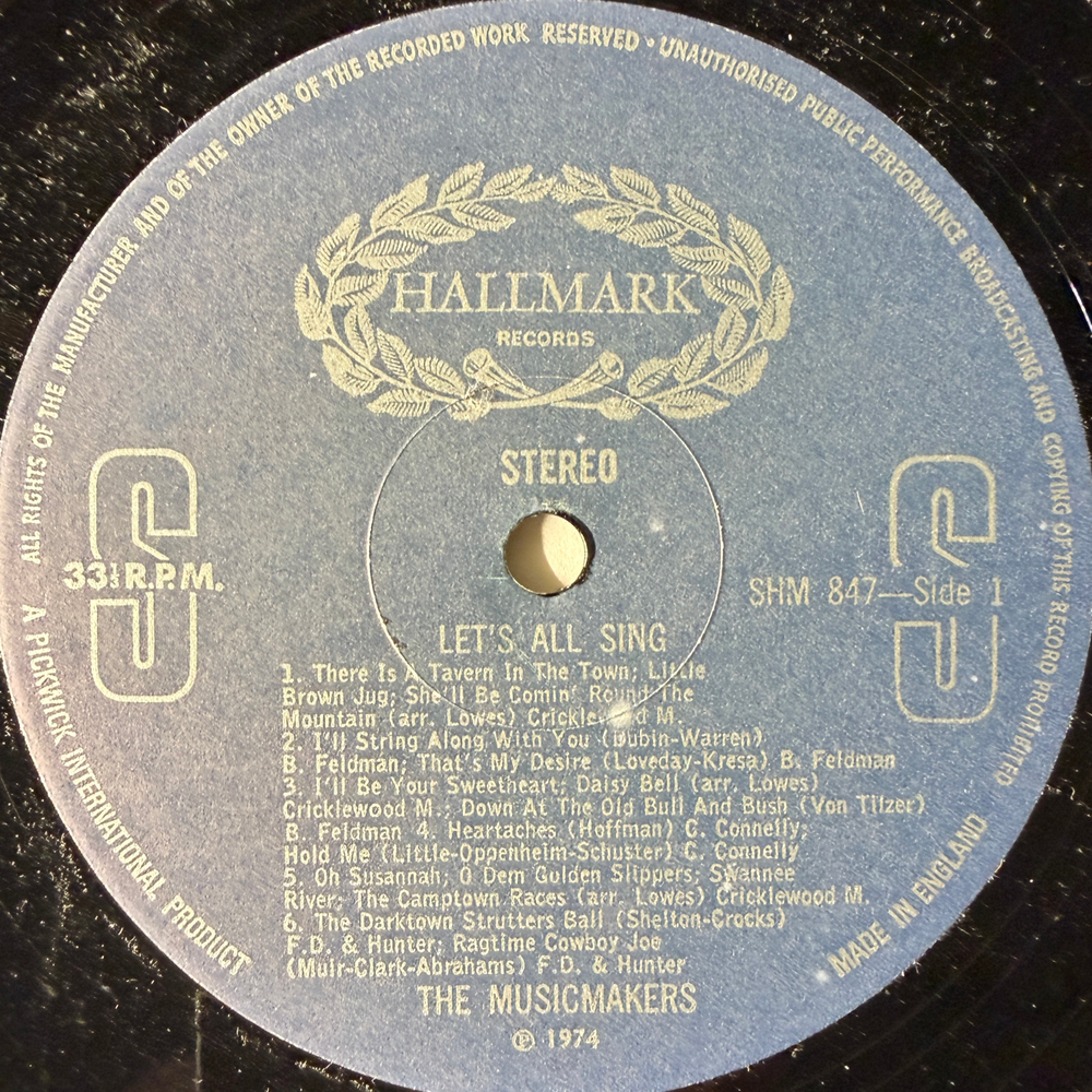 The Musicmakers ‎– Let's All Sing (Англия 1974г.)