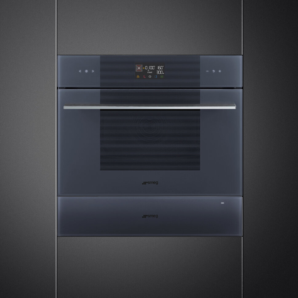 SMEG SO4102M1G Компактный многофункциональный духовой шкаф, комбинированный с микроволновой печью, ширина 60 см, высота 45 см, 11 функций, стекло Neptune Grey