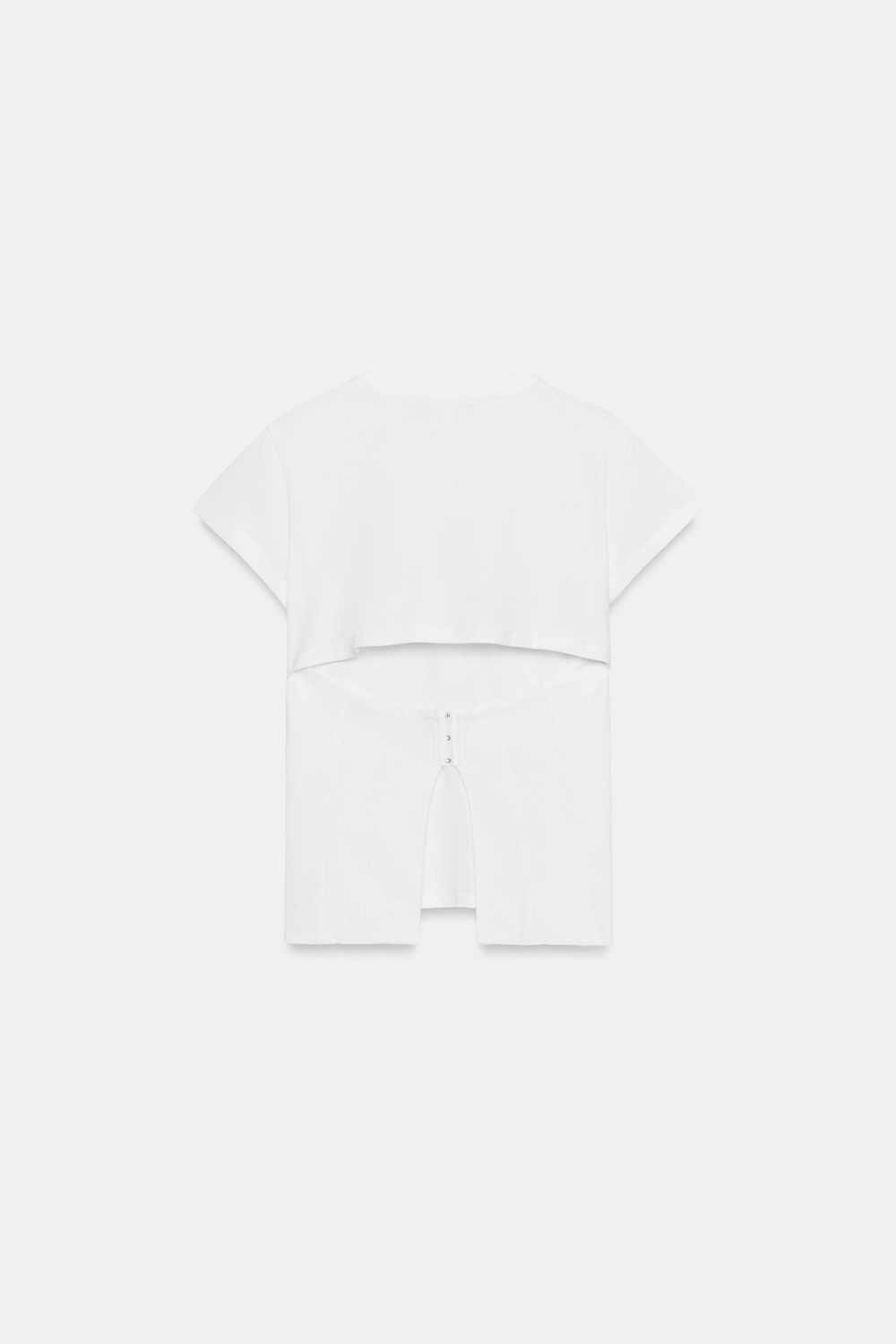 ZARA ФУТБОЛКА С КОРСЕТОМ НА СПИНЕ, БЕЛЫЙ