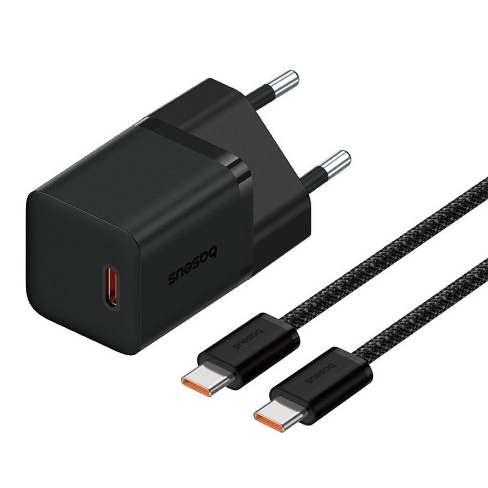 Сетевое зар. устр. Baseus GaN5 Mini 1C кабель Type-C на Type-C 20W P10110900113-01 черное