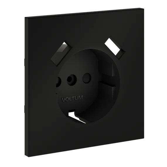 Накладка для розетки с заземлением и защитными шторками, с USB A+A Voltum S70 Черный VLS000908