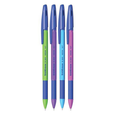 Ручка шариковая 0,7 мм, синяя "Neon Stick&Grip SPRING R-301" (ErichKrause)