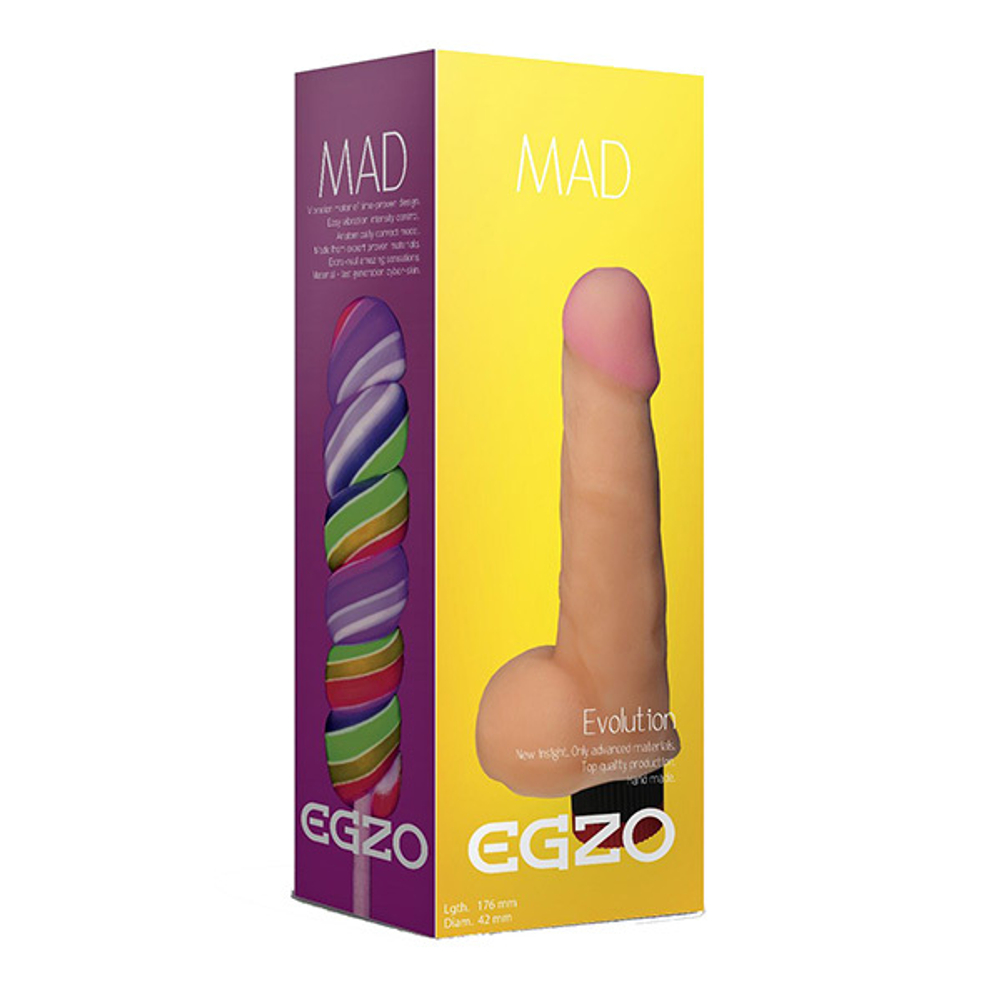 Телесный реалистичный мультискоростной вибратор 17,6см Mad Egzo Lollipop