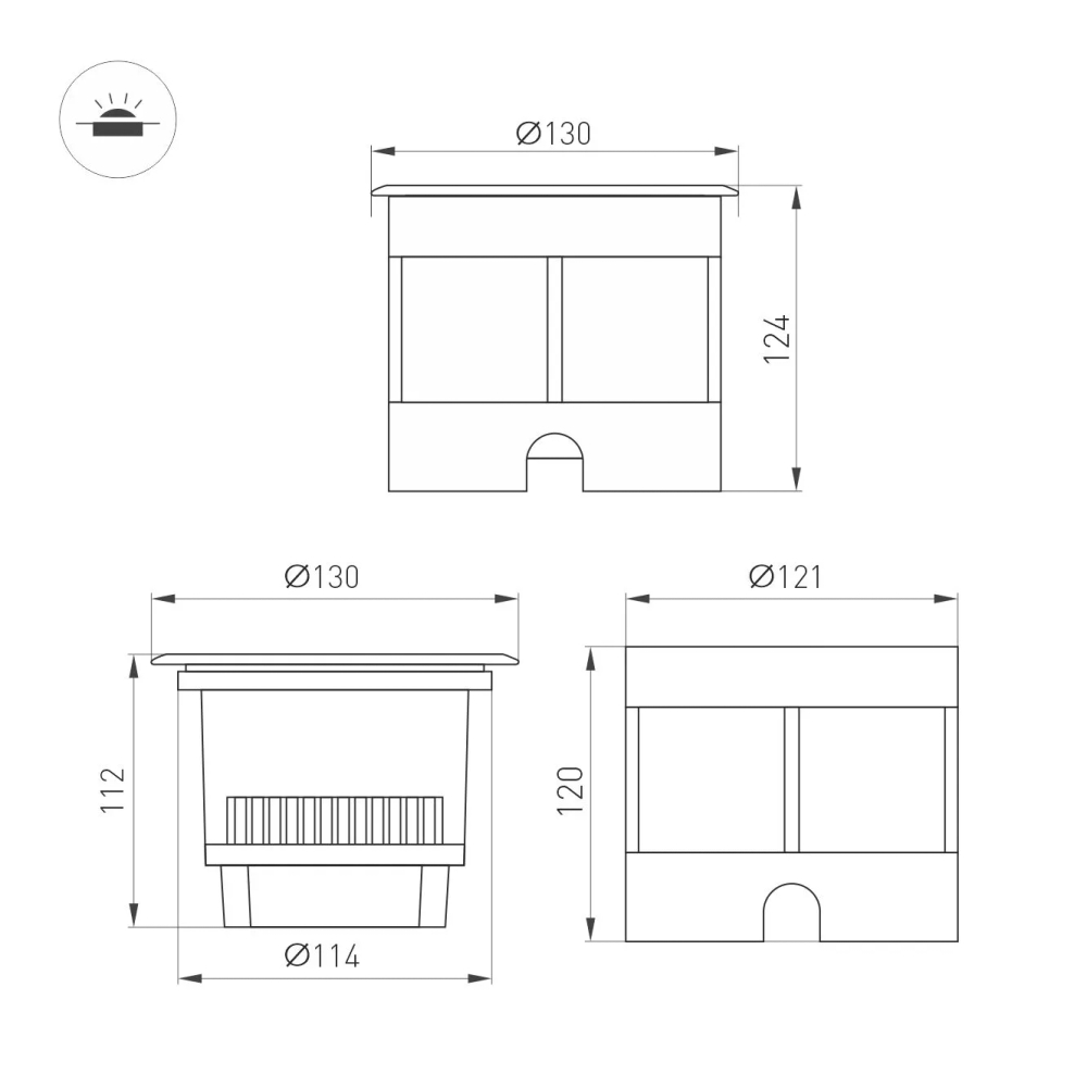 Светильник LTD-DAFNA-GROUND-R130-11W Day4000 (SL, 45 deg, 230V) (Arlight, IP67 Металл, 5 лет) 061188