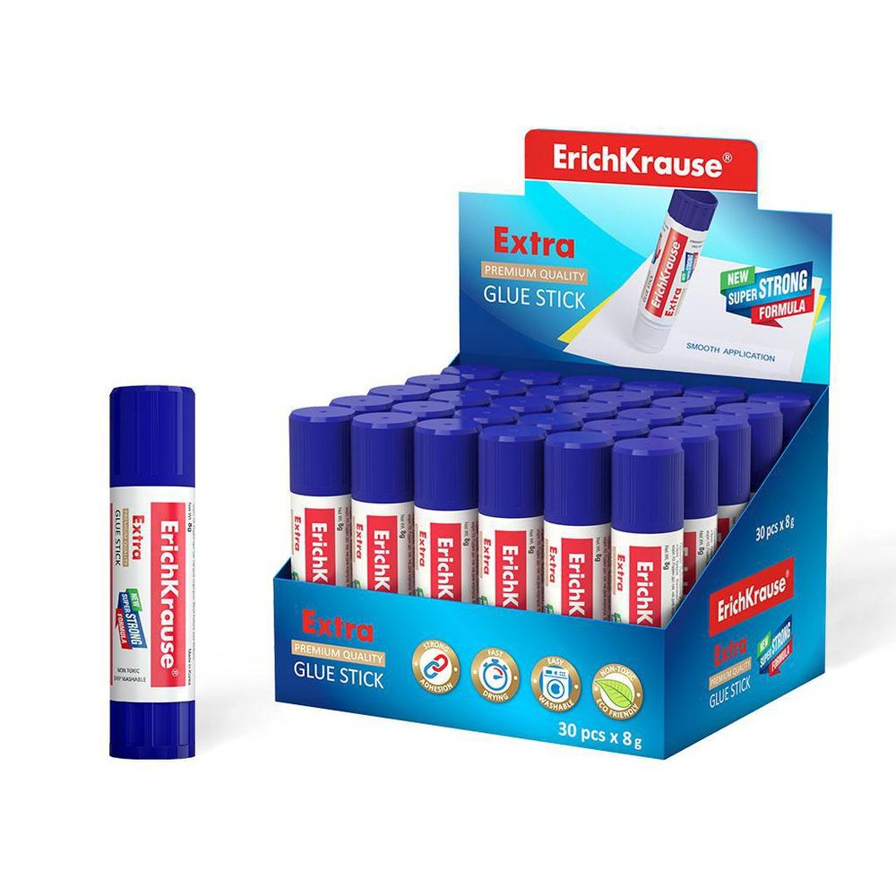 Клей-карандаш ErichKrause Extra, 8г (в коробке-дисплее по 30 шт.) Арт-4433
