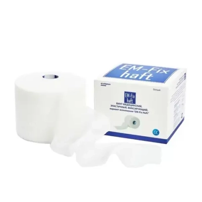 Бинт самофиксирующийся EM-Fix Haft 8 см x 20 м белый