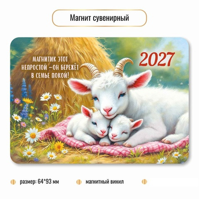 Магнит сувенирный 2027 "Символ года" 10408 (Квадра)