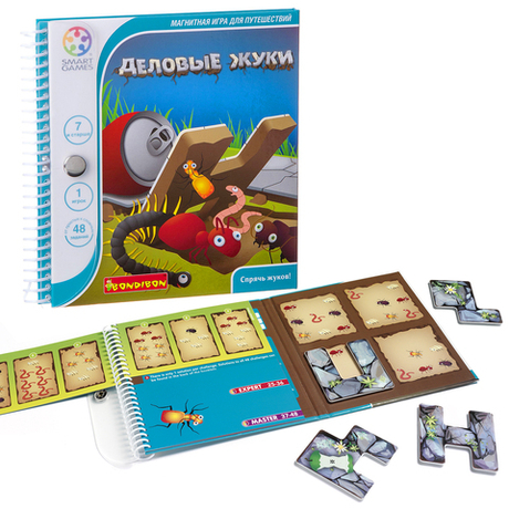 Логическая, магнитная игра для путешествий «Деловые жуки»