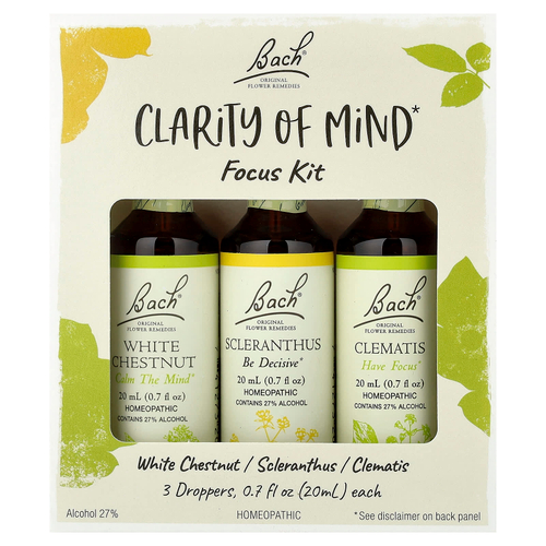 Bach, Clarity of Mind Focus Kit, 3 пипетки по 20 мл (0,7 жидк. унц.)