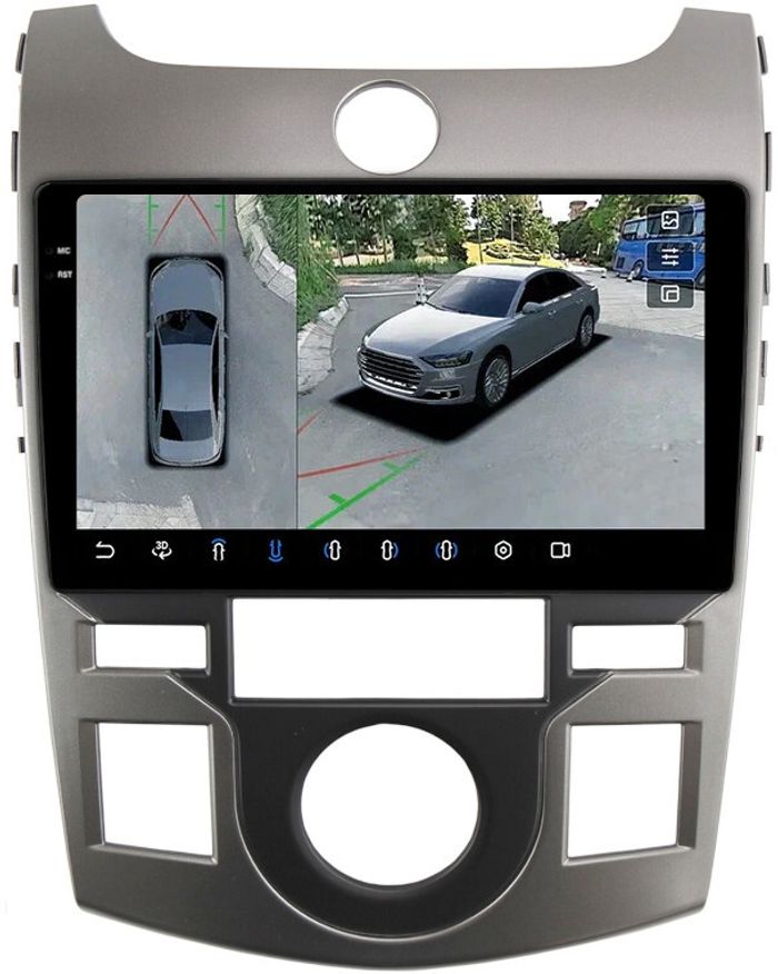 Магнитола для KIA Cerato 2 Koup 2008-2013 (купе) - FarCar BX9-360-7093CP монитор 9.5" 2K QLED на Android 13, Быстрая, CarPlay, 4G SIM-слот, 4 камеры в комплекте