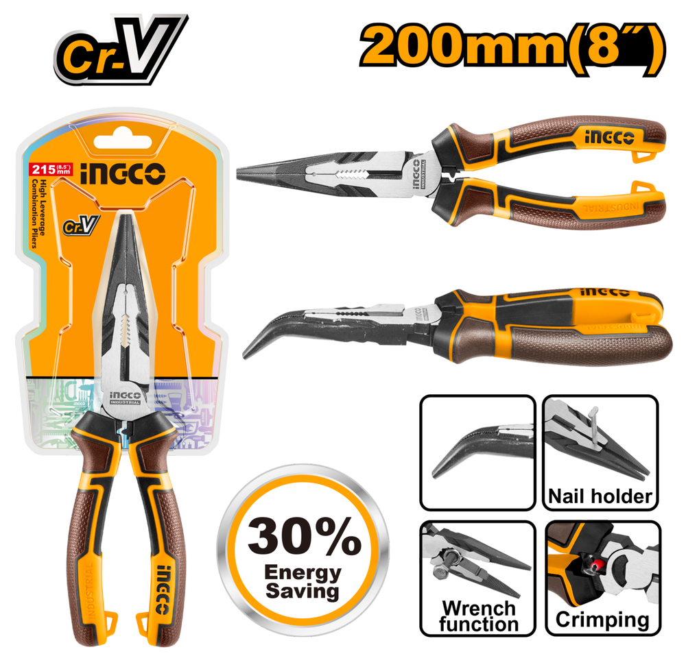Тонкогубцы изогнутые INGCO HHBNP28201 INDUSTRIAL 200 мм Тонкогубцы изогнутые INGCO HHBNP28201 INDUSTRIAL 200 мм