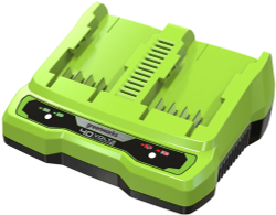 Быстрое зарядное устройство для 2-х аккумуляторов 40V GreenWorks 2938807