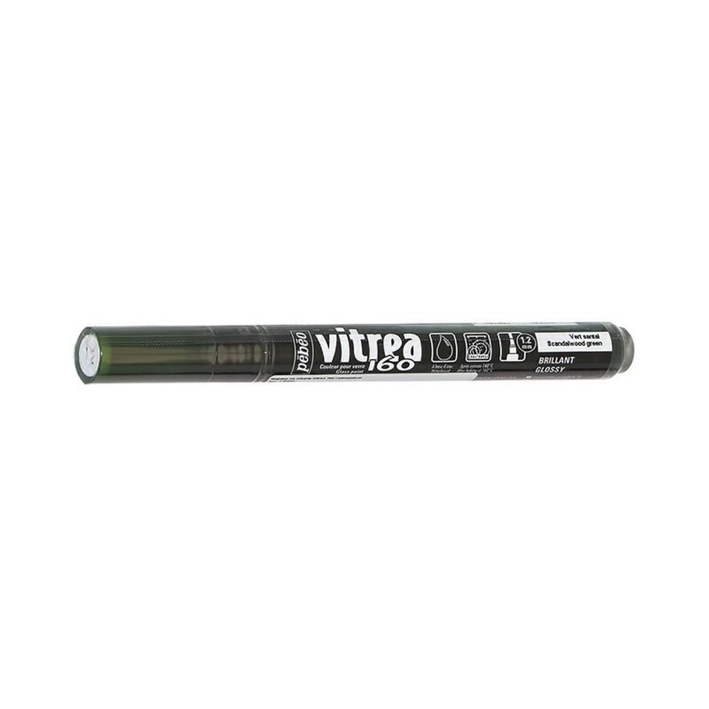 Маркер по стеклу Vitrea 160 глянцевый 1.2 мм, перо круглое, 6 шт, 118086 зеленый сандал, Pebeo