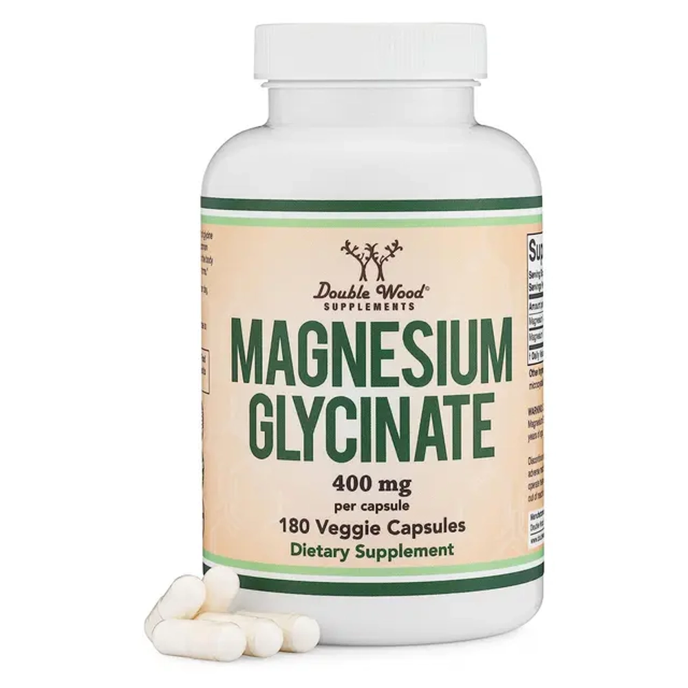 Double Wood, Magnesium Glycinate 400 mg per capsules, 180 caps | Magniy glitsinat, bir kapsulada 400 mg, 180 kapsula