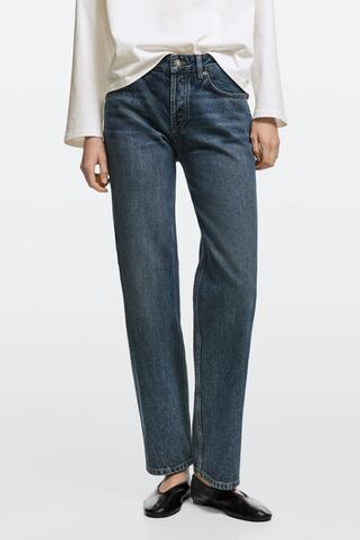 Massimo Dutti Джинсы средней посадки от Stovepipe с рваным краем, средне-синий