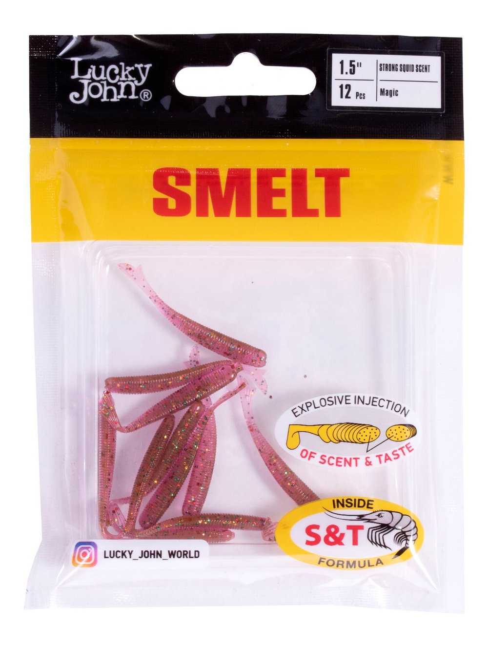 Слаги съедобные Lucky John Smelt 1.5" (3.8 см), цвет S14, 12 шт