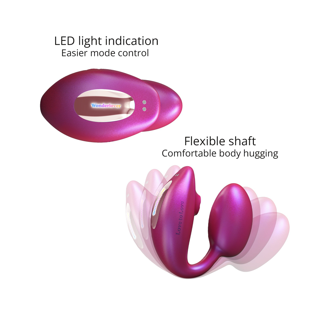 Cтимулятор клитора и зоны G с пультом для пары Love to love WONDERLOVER - IRIDESCENT BERRY