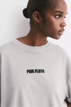 PULL&BEAR Футболка с принтом Pink Floyd, белый