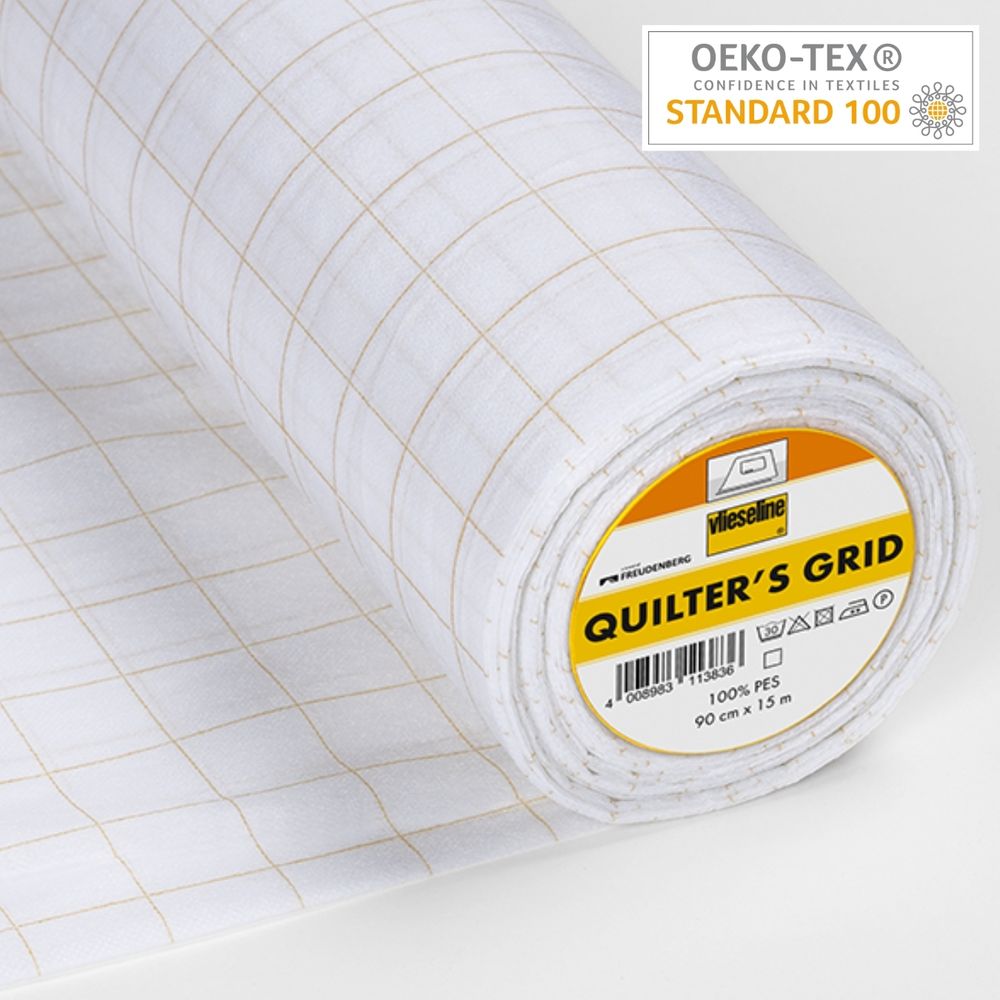 Флизелин клеевой Quilters Grid, 90см*15м, квадрат 2,5*2,5см, 50082003, Freudenberg, 15 м