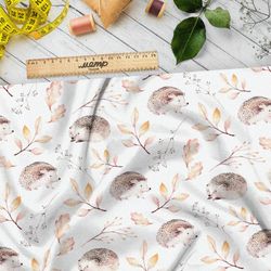 Ткань шифон ёжик с осенними листьями