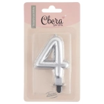 Свеча цифра "4" серебро