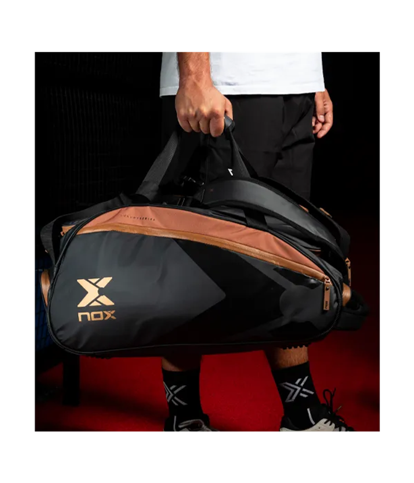 Сумка для падел NOX Luxury Open Series Black-Brown 2024 – элегантная и вместительная