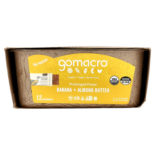 GoMacro, MacroBar®, батончики с пролонгированным действием, банан и миндальная паста, 12 батончиков по 65 г (2,3 унции)