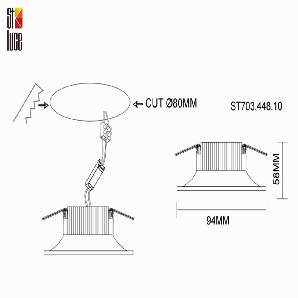 Встраиваемый светодиодный светильник ST Luce ST703 ST703.448.10, 10W 4000K