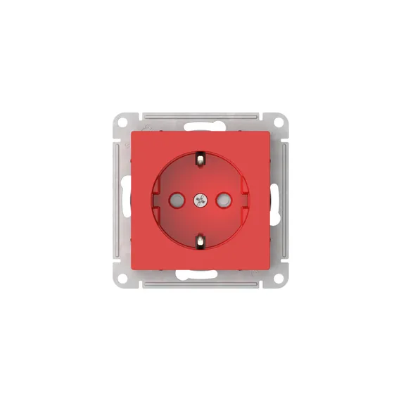 Розетка с заземлением и защитными шторками Systeme Electric AtlasDesign Красный, самозажимные клеммы ATN002045S