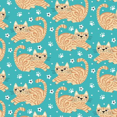 Купить ткань рыжие котики. Детский рисунок Домашние животные кошки. Полосатые котята. Cute tabby cat