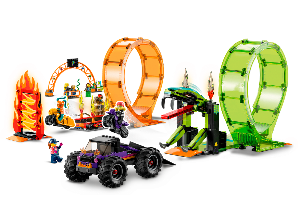 Конструктор Лего Сити Трюковая арена Двойная петля | LEGO City Stunt Arena Double Loop 60339, 714 деталей (7+)