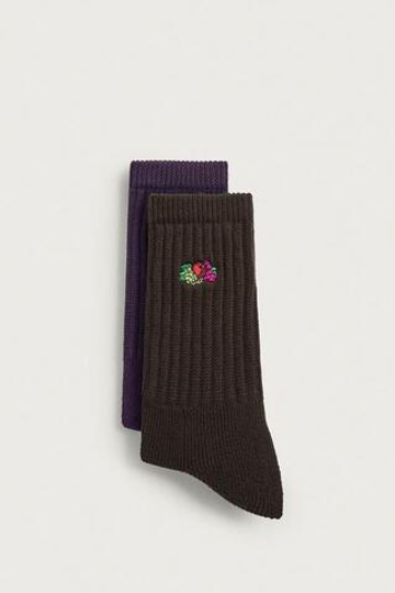ZARA - FRUIT OF THE LOOM™ НАБОР ИЗ 2 ПАР НОСКОВ В РУБЧИК С ВЫШИВКОЙ, РАЗНОЦВЕТНЫЙ