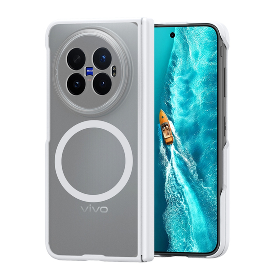Усиленный чехол с белыми рамками и с MagSafe для vivo X Fold 6, серия Expn Series Magnetic от Dux Ducis