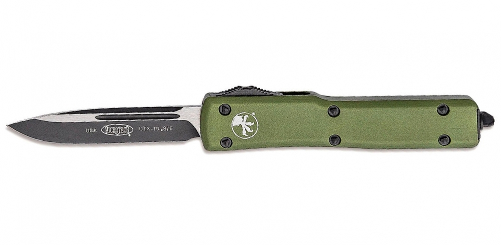 Фронтальный нож Microtech 148-1OD UTX-70 Black Выкидной