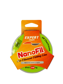 Монофильная леска для рыбалки Нанофил Expert Profi Nanofil 25м Chartreuse 0.14мм/9.2кг.